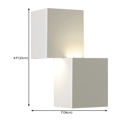 Hardwired Modern White 2-Light Geometric Wall Sconce with Warm Light and Iron Shade, 5 to 9 Inch