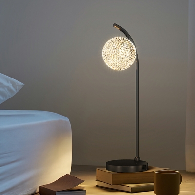 Modern Bedside Table Lamp with White Globe Shade and 3 Color Light