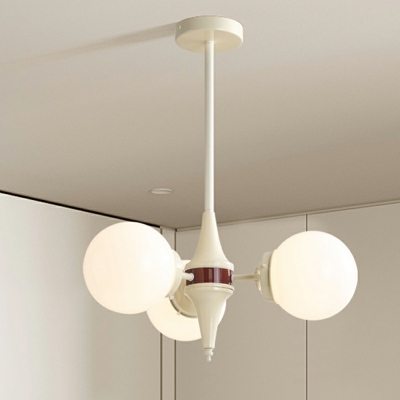Modern Geometric Chandelier with Beige Glass Shade and LED/Incandescent/Fluorescent Lighting