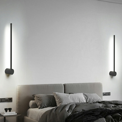 Modern Linear 1-Light Hardwired Wall Sconce with Black Metal and White Aluminum Shade