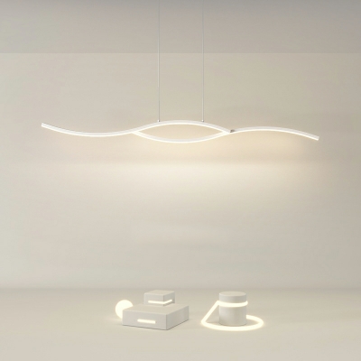 Modern Linear Island Light with Adjustable Hanging Length and LED Bulbs