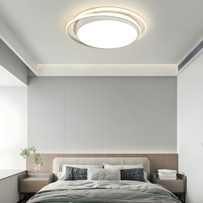 Modern Metal Flush Mount Ceiling Light with White Acrylic Shade and LED Bulbs