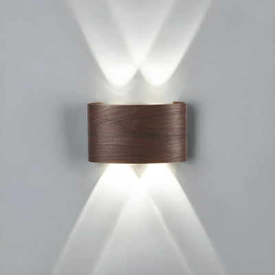 Modern White Wood Geometric LED Wall Sconce with Up & Down Shine