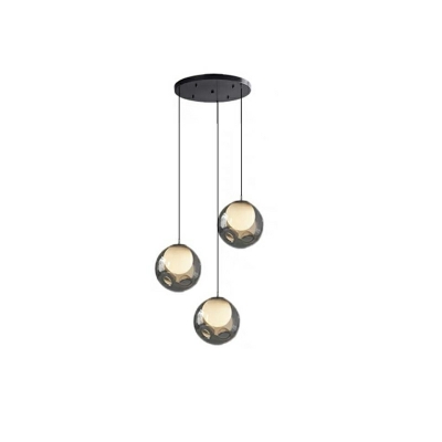 Sports-Inspired Grey Glass Globe Pendant with Clear Glass Shade for Indoor Residential Use