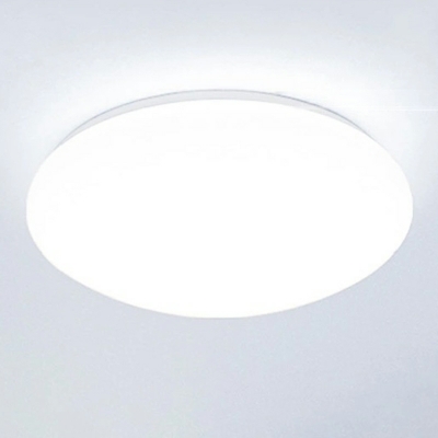 White Circle Flush Mount Modern Ceiling Light with LED Bulbs and Downward Plastic Shade
