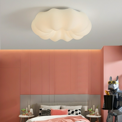 White Geometric LED Flush Mount Ceiling Light in Modern Style for Residential Use