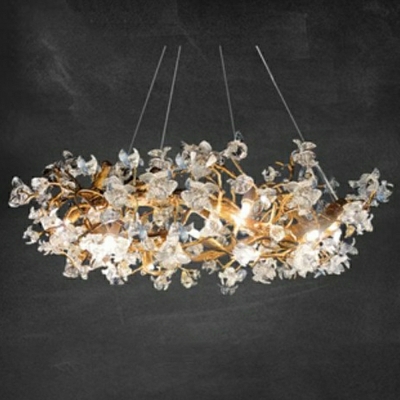Contemporary Style Chandelier Glass Wrought Copper Crystal Chandelier