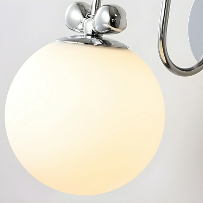 Elegant Silver Metal 1-Light Wall Lamp with Beige Glass Shade