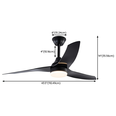 Modern Ceiling Fan with Remote and Wall Control, Integrated LED Light, and 3 ABS Plastic Blades