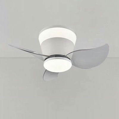 Modern Flushmount Ceiling Fan with Remote and Wall Control, 3 Clear Blades, and 3-Light Design