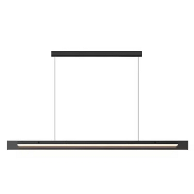Modern LED Island Light Fixture in Black Glass with Adjustable Hanging Length