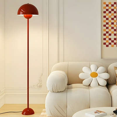 Modern Metal Floor Lamp with White Fabric Shade and Foot Switch