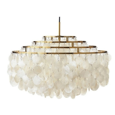 Modern 5-Tier LED Chandelier with Iron Shades, Hardwired / Plug-in, for Residential Use