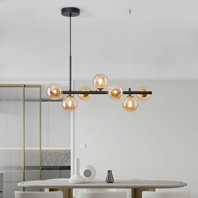 Modern Bi-pin Island Light with Clear Glass Shade and Adjustable Hanging Length