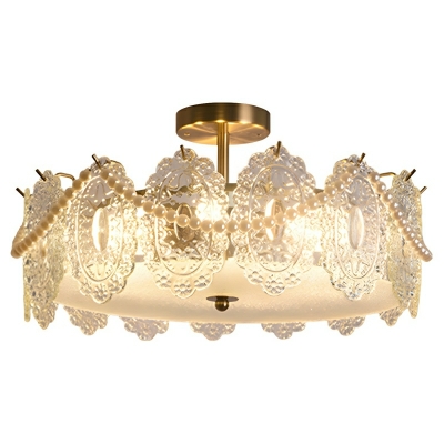 Modern Gold Semi-Flush Mount Ceiling Light with Crystal Shade for Residential Use