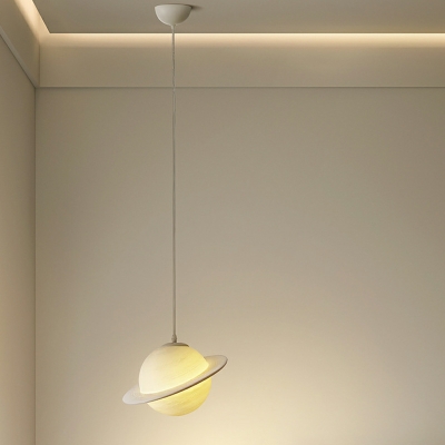 Modern Ivory Pendant Light with Adjustable Hanging Length and White Plastic Shade