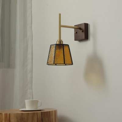 Modern Style Glass Wall Light Iron Wall Sconces in Brown