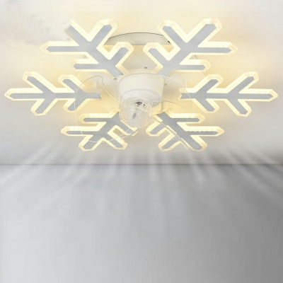 Modern White Flushmount Ceiling Fan with 3 Clear Acrylic Blades and Remote/Wall Control