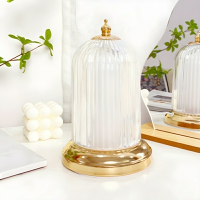 Rechargeable Clear Acrylic Bedside Table Lamp with Touch Switch and Gold Base