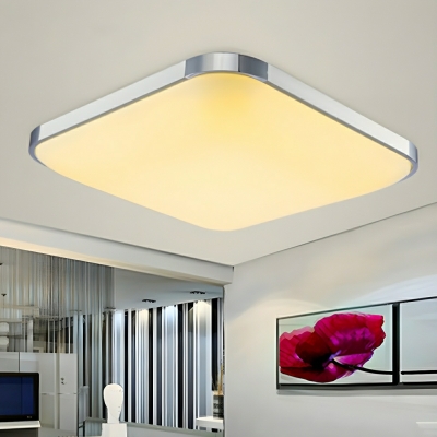 Silver Rectangle Flush Mount Ceiling Light with Acrylic Shade for Modern Home Decor
