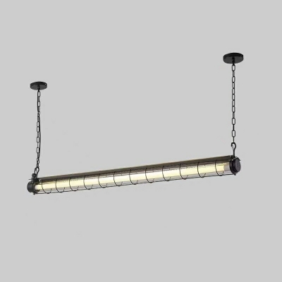 Warm Light LED Industrial Linear Island Light with Clear Glass Shades