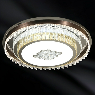 Geometric Crystal Flush Mount Ceiling Light with Remote Control Stepless Dimming in Chrome