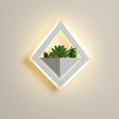 Hardwired Modern White Geometric 1-Light Wall Sconce with Acrylic Shade, Warm Light