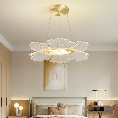 Modern 1-Light Chandelier with Clear Acrylic Shade and Adjustable Hanging Length - LED Bulbs