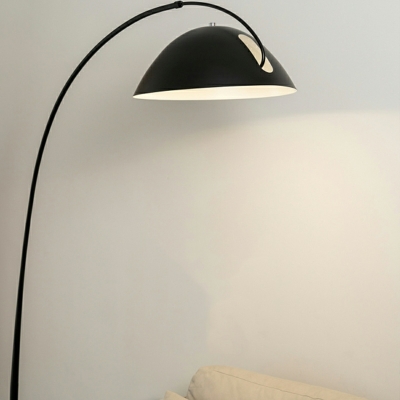 Modern Black Metal Floor Lamp with Iron Shade for Contemporary Style and LED Bulbs
