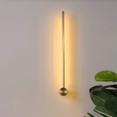 Modern Brass Linear 1-Light Hardwired Wall Sconce with White Antique Brass Shade