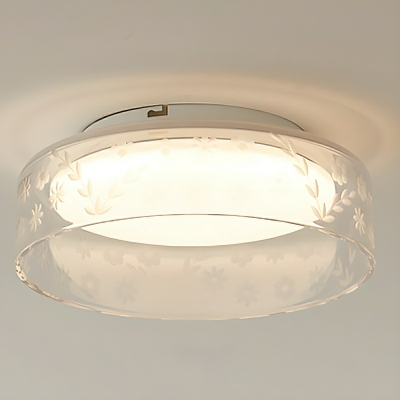 Modern LED Flush Mount Ceiling Light with Clear Glass Circle Shade, Third Gear Color Temperature
