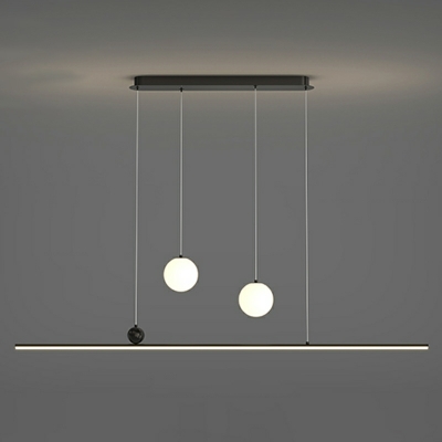 Modern Linear Island Light with Adjustable Hanging Length and Iron Shade - 2 Lights