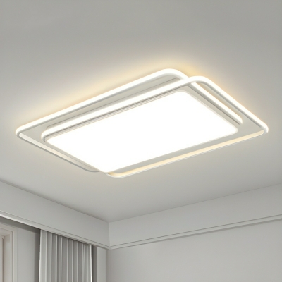 Modern Metal Flush Mount Ceiling Light with White Acrylic Shade and LED Bulbs