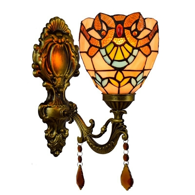 Modern Multi-Color Stained Glass Vanity Light with Glass Shade for Residential Use