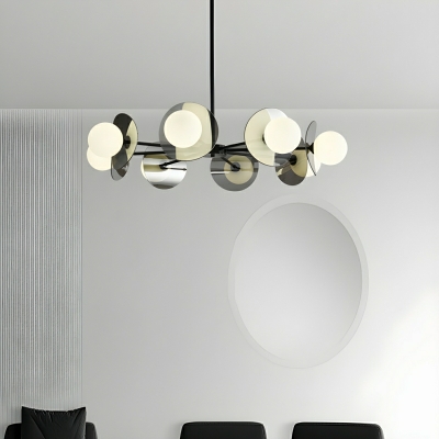 Black Modern Chandelier with Clear Glass Globe Shade and Adjustable Hanging Length