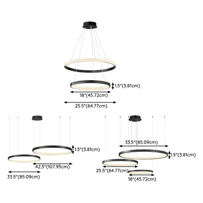 Black Modern LED Chandelier with Stepless Dimming and Acrylic Shades