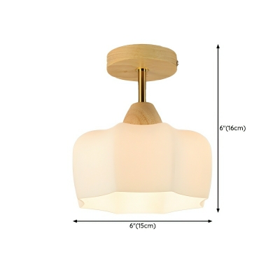 Modern Glass Semi-Flush Mount Ceiling Light with Beige Shade for Residential Use