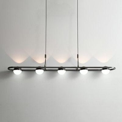 Modern Grey Linear Island Light with Remote Control Dimming and Clear Shade