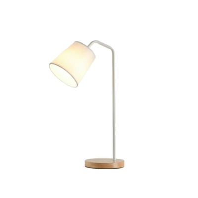 Modern Wood Base Table Lamp with Barrel Shade for Bedside/Standard Use