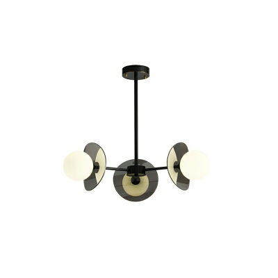 Black Modern Chandelier with Clear Glass Globe Shade and Adjustable Hanging Length