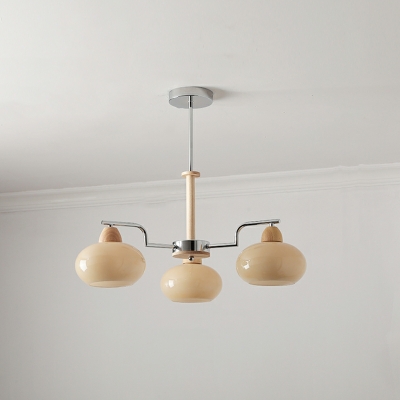 Glass Simple Style Pendant Light Contemporary Wooden Chandelier