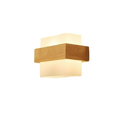 Modern Frosted White 1-Light Geometric Wall Sconce with White Glass Shade