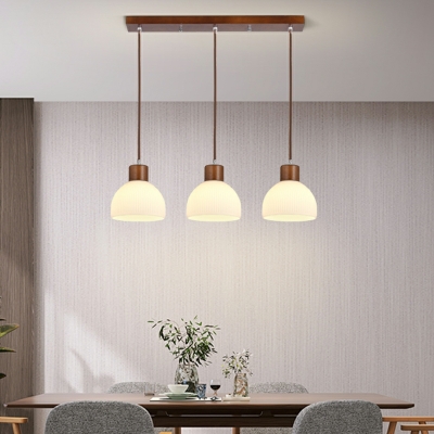 Modern Glass Bowl Pendant with Adjustable Hanging Length and Warm Light