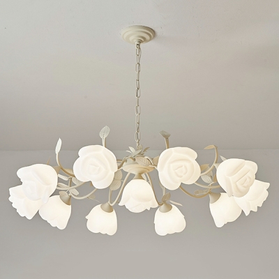 Modern LED Chandelier with Adjustable Hanging Length and Warm Light in White Acrylic