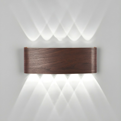 Modern White Wood Geometric LED Wall Sconce with Up & Down Shine