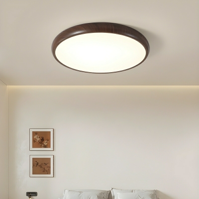 Modern Wood Flush Mount Ceiling Light with Acrylic Shade and LED Bulbs