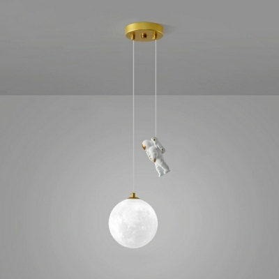 Contemporary Resin Pendant Light with Adjustable Hanging Length and Round White Shade