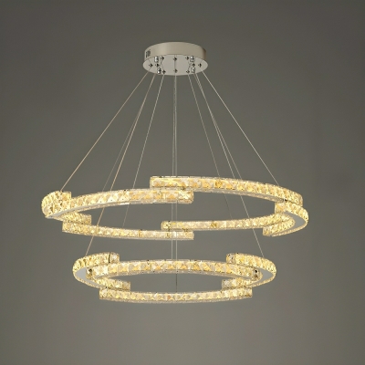 Elegant Crystal Wheel Tier Chandelier in Three Color Light with Adjustable Hanging Length
