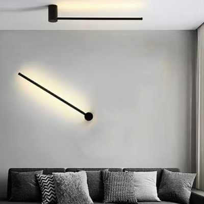 Hardwired Black Linear 1-Light Wall Sconce with White Aluminum Shade
