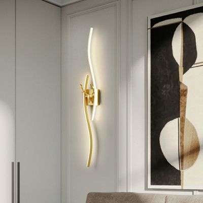 Modern Hardwired Arc Wall Sconce with White Aluminum Shade for Indoor Lighting